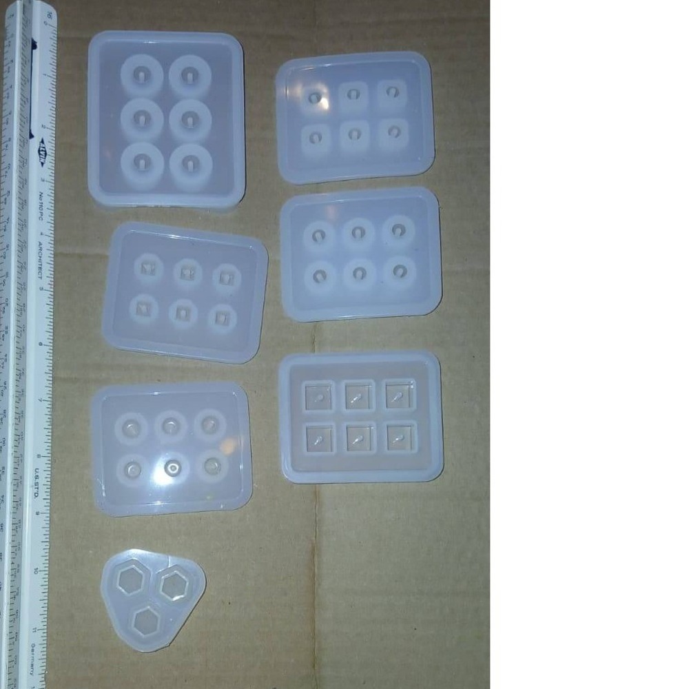7pc Clear Silicone Resin Molds Set Geometric Shapes Jewelry Casting DIY Crafts
